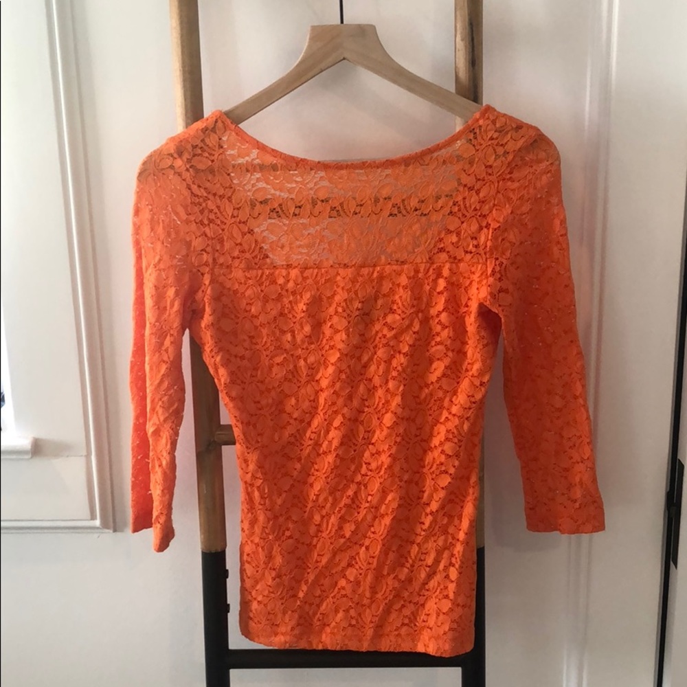 Bebe orange lace top